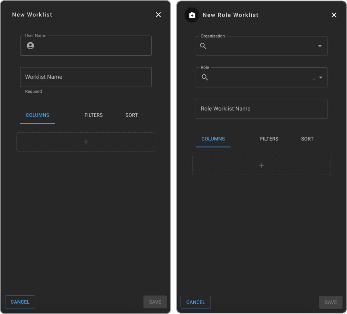 Create New User or Role Worklist