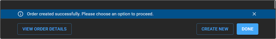 Order created confirmation options
