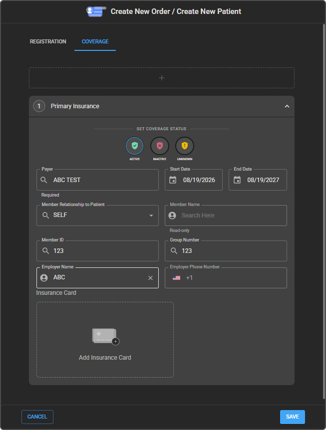 Coverage tab