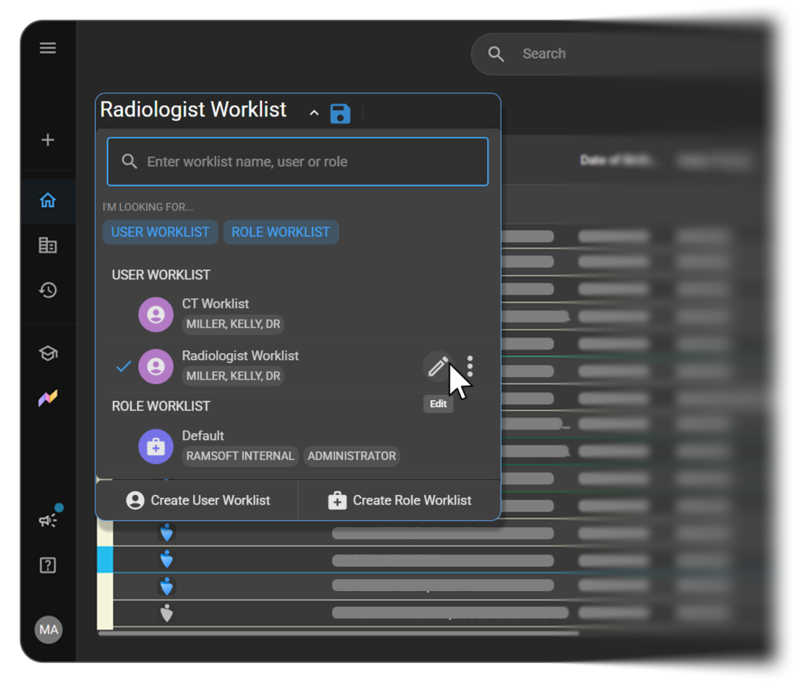 The Worklist Settings panel open along the right side of the screen.