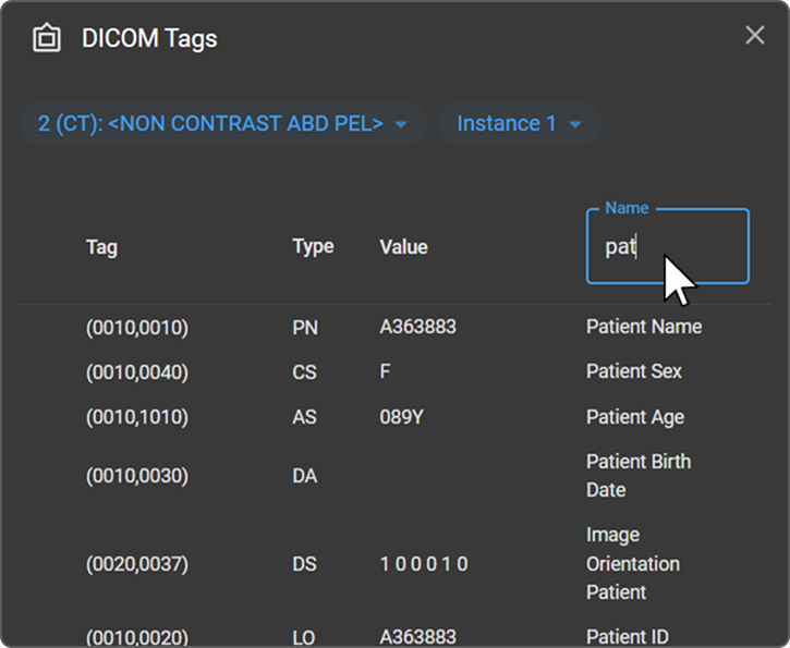 Column header Search input field active with blue border highlight