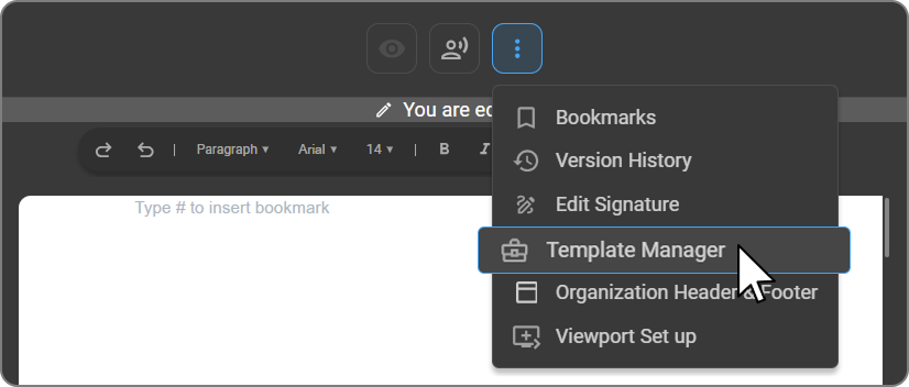 Accessing the Template Manager