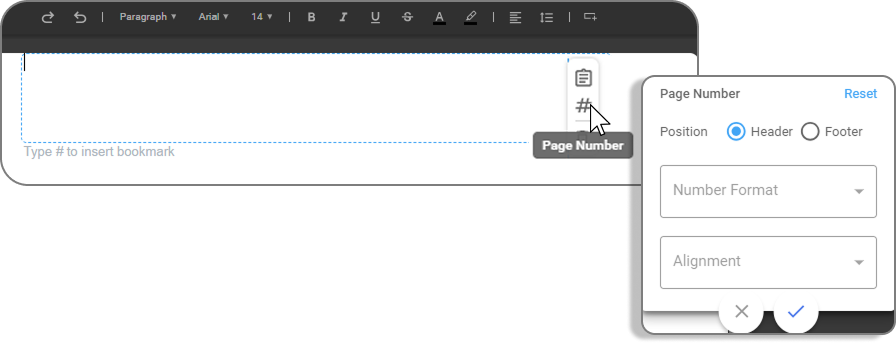 Header Footer Action Panel