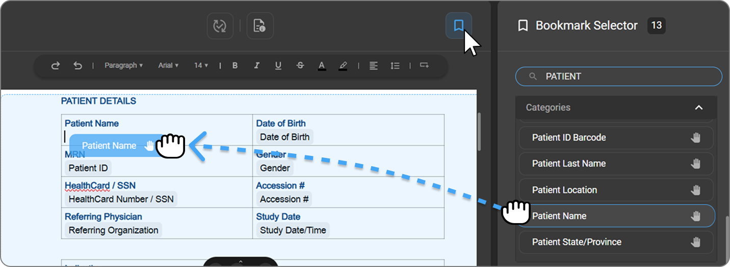 Bookmark Selector Panel