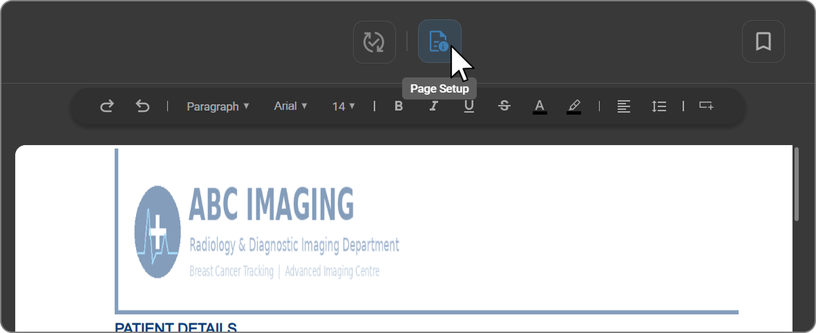 Page Setup Panel