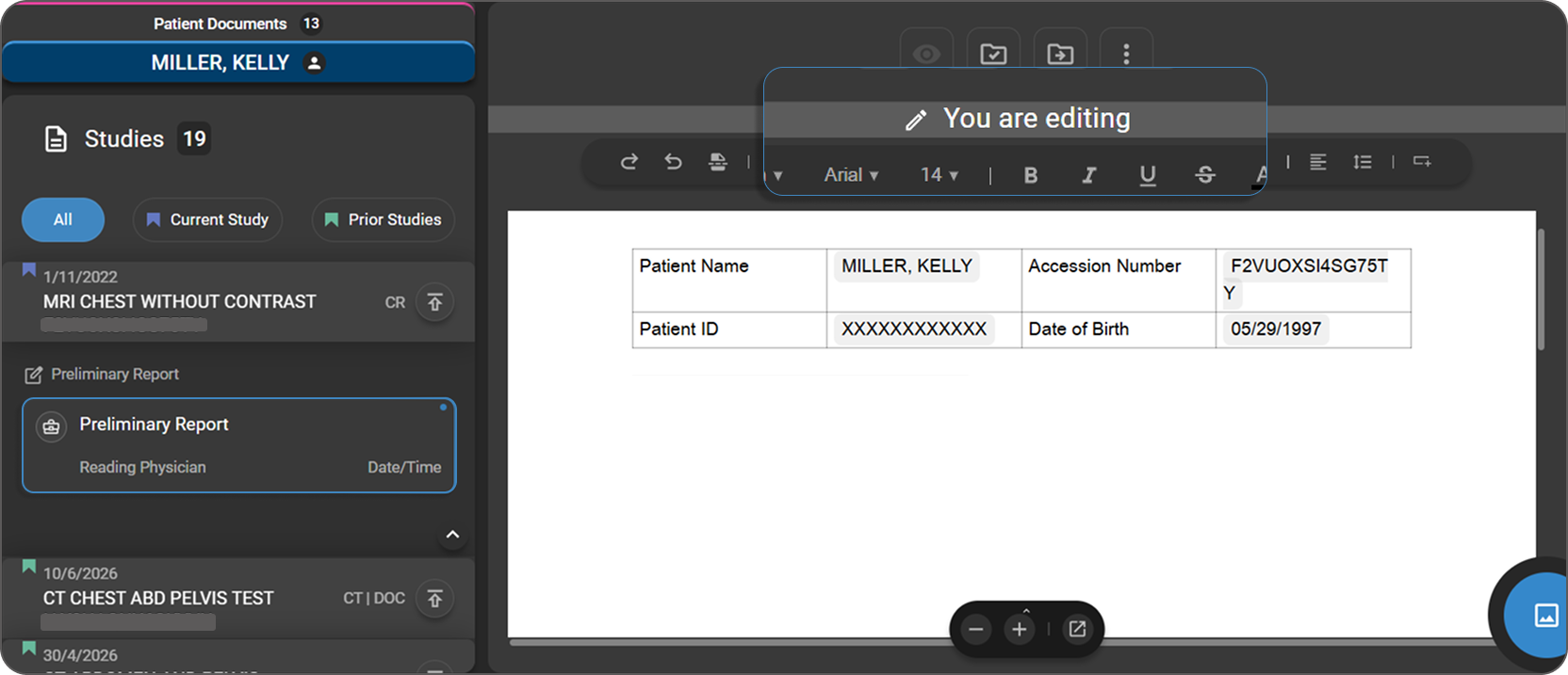 Viewport for active editor showing full editing toolbar and "You are editing" banner
