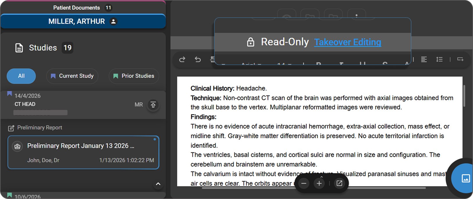 Banner showing the Takeover Editing link after automatic unlock