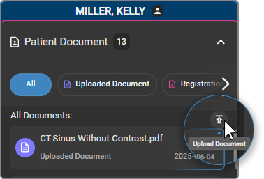 Upload icon and drag-and-drop upload area for documents