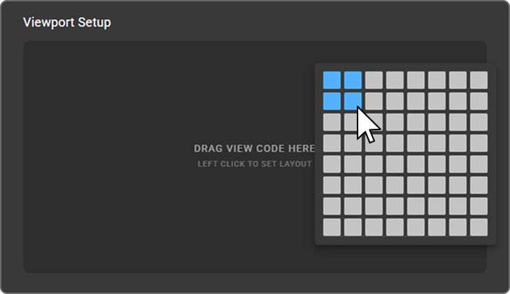 8x8 layout selector grid in the Viewport Setup area