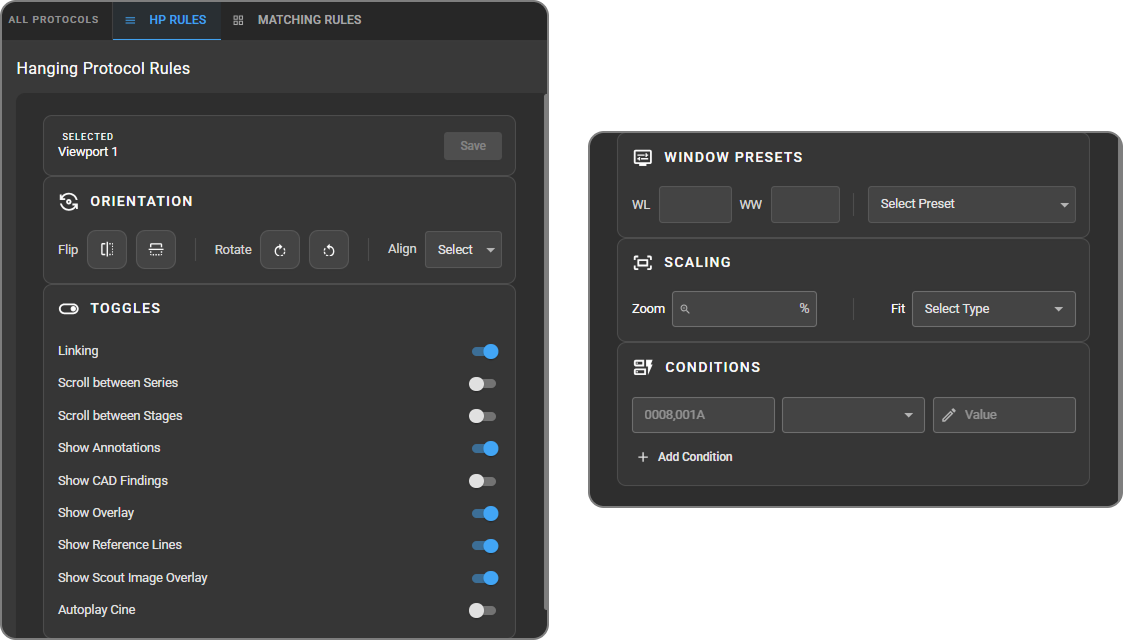 HP Rules tab with the five rule sections