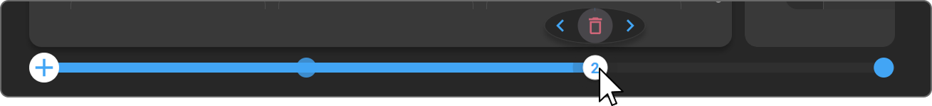 Stage icon cluster — Move Left, Delete, Move Right
