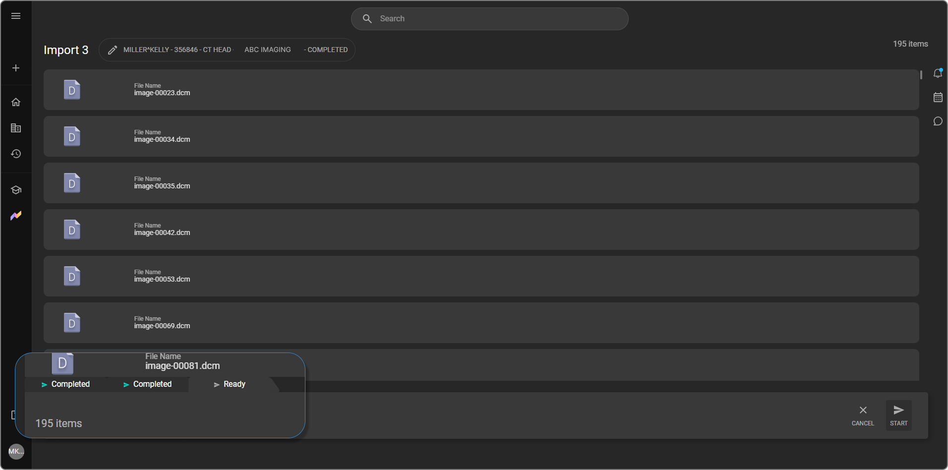 Bottom of screen showing multiple session tabs — Import 1, Import 2, Import 3