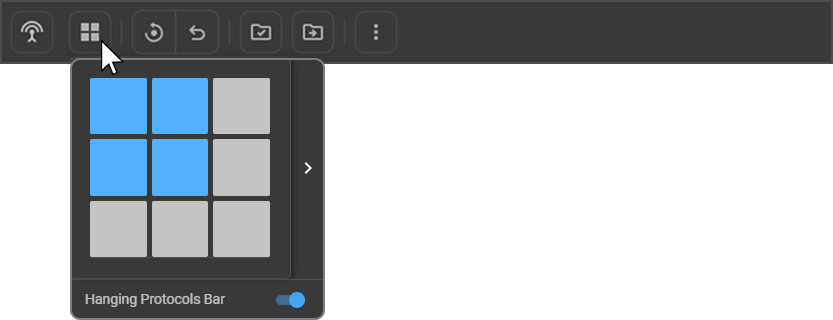 Layout Selector panel showing the 3×3 grid