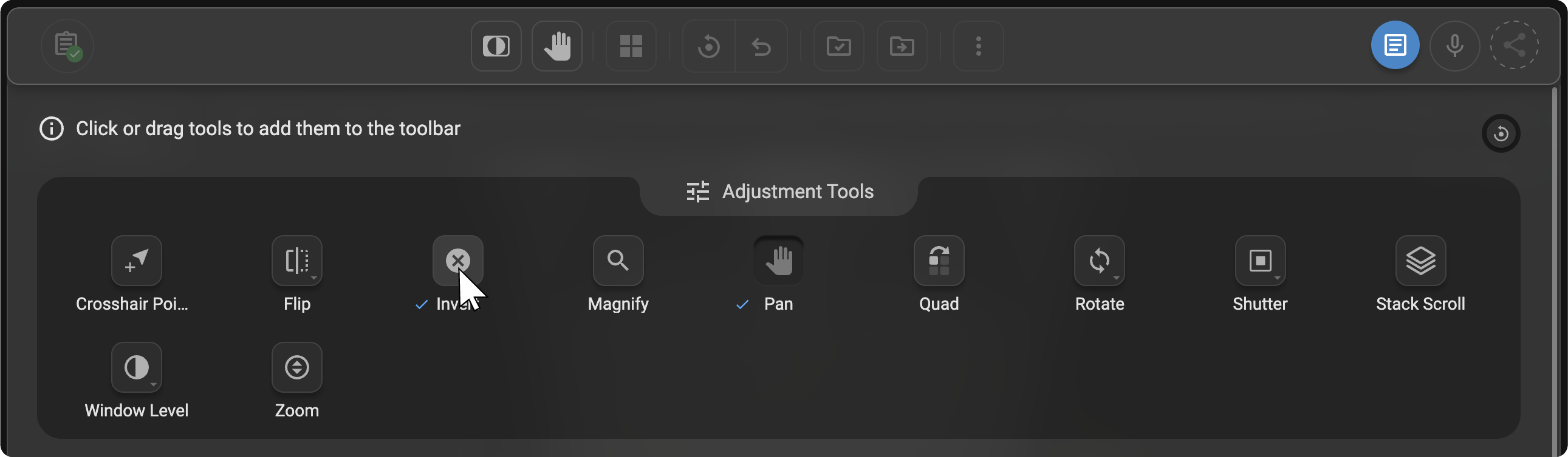 Remove icon appearing on hover over a toolbar tool
