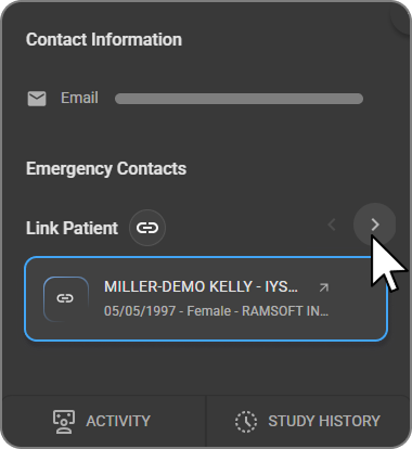 Navigation arrows for multiple linked patient cards