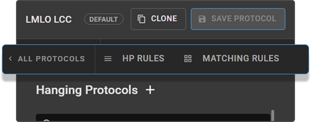 Tab bar — All Protocols, HP Rules, and Matching Rules tabs