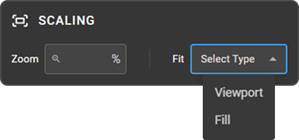 Scaling section — Zoom (%) field and Fit Type selector
