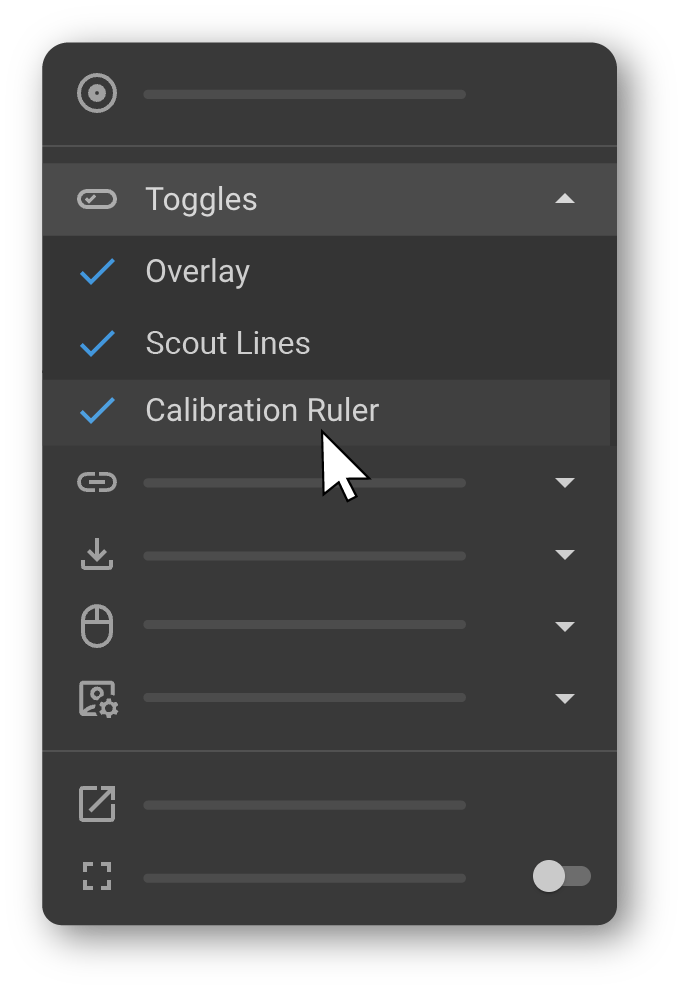 On-screen calibration ruler displayed alongside the image