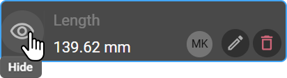 Visibility (eye) icon on a measurement entry