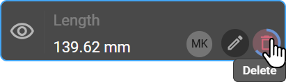 Delete (trash) icon on a measurement entry
