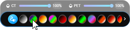 PET color map selector in the Fusion Display Controls panel