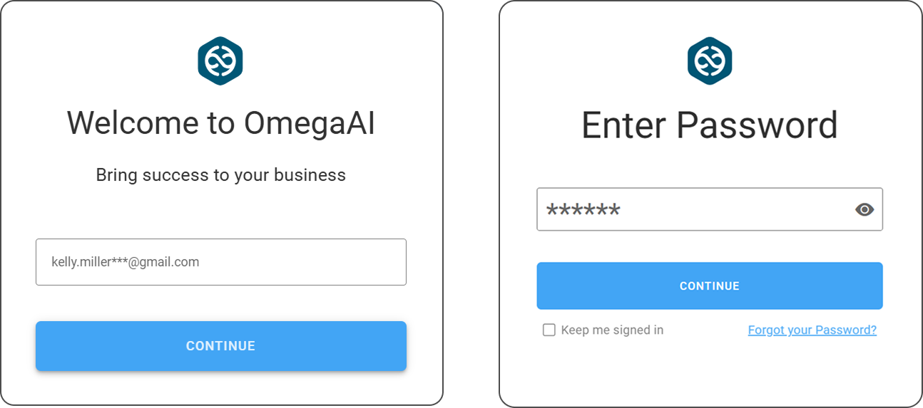 Sign-in screen with one-time MFA code entry