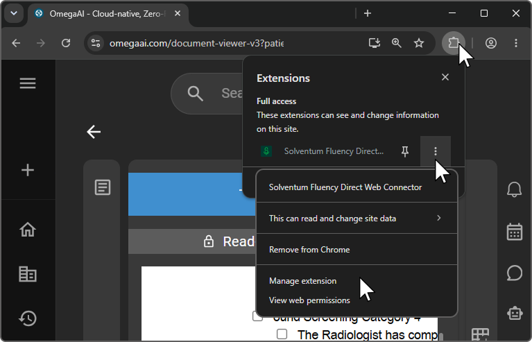M*Modal Fluency Direct extension enabled in Chrome