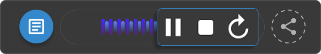 Saved dictation entry in the Dictations & Notes panel with timestamp and creator user name