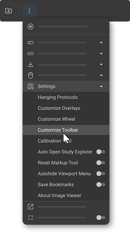 Customize Toolbar panel open showing tool categories