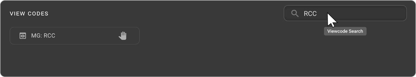 Search icon and search field in the top-right of the View Codes panel