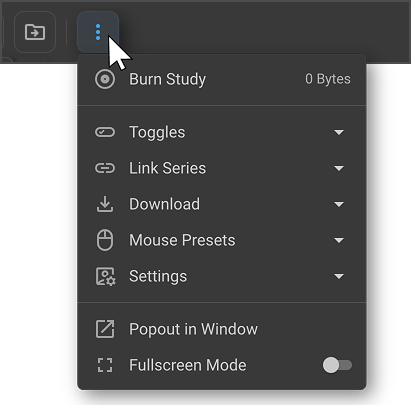More Options dropdown menu expanded in the Image Viewer toolbar