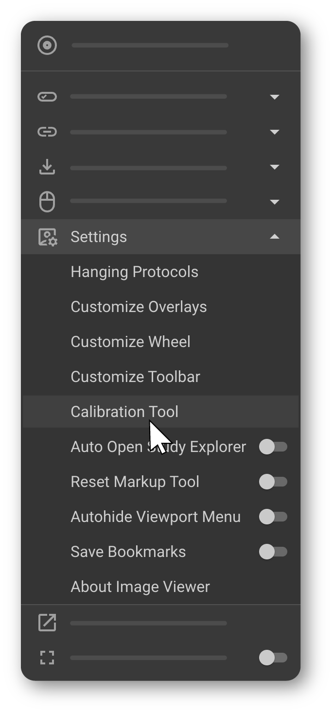 Calibration mode active with line cursor visible on the image