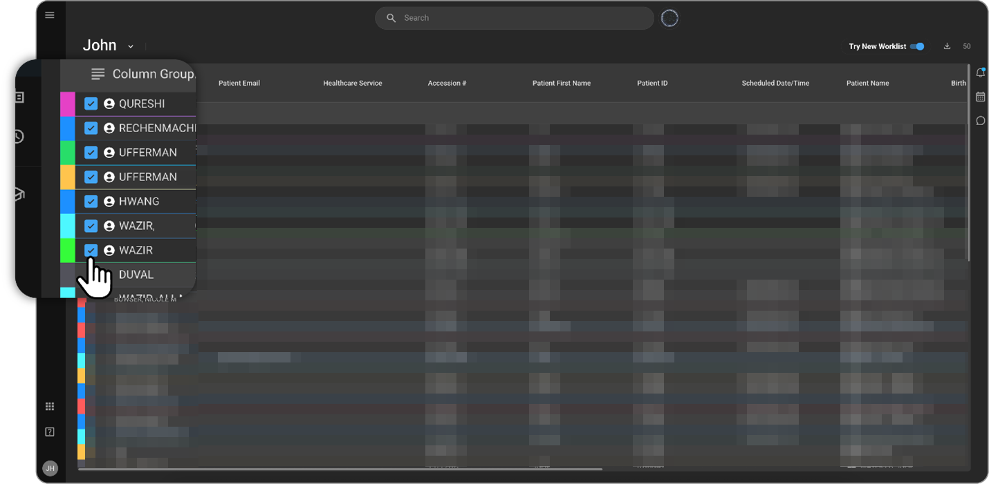 Select Study from Worklist via checkbox