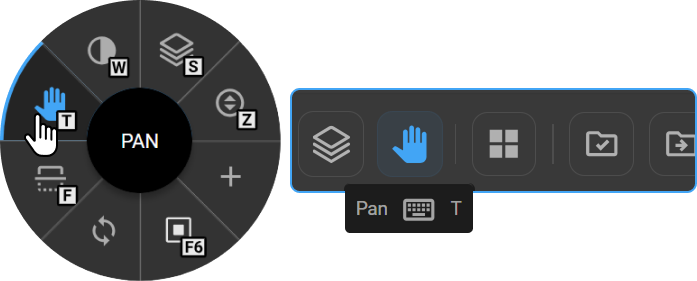 Pan tool in Image Control Wheel