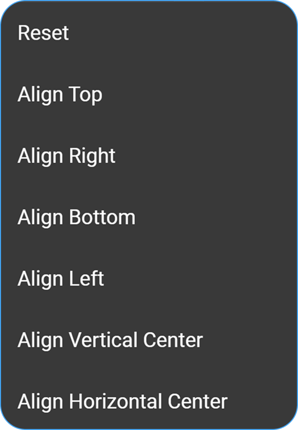 Alignment menu