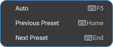 Window Level Presets menu
