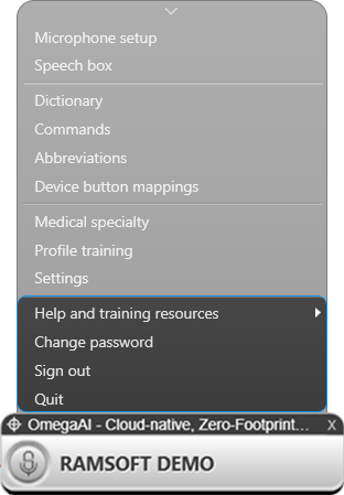 Fluency Direct Control Bar menu